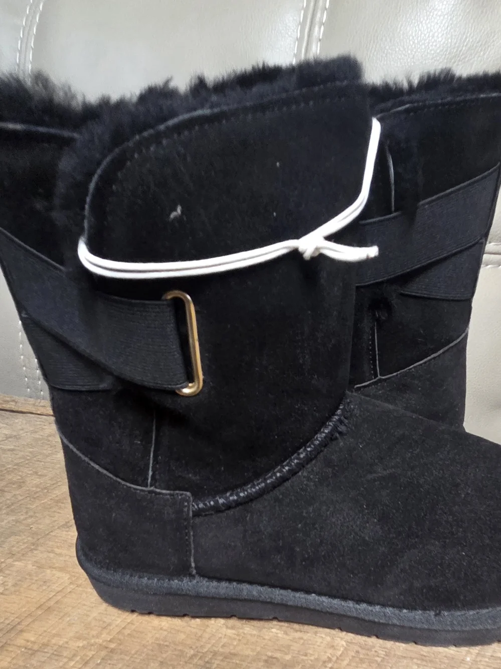NIB Serra Black Suede Fur-Trim Winter Boots Sz 7 ~ Bin TT